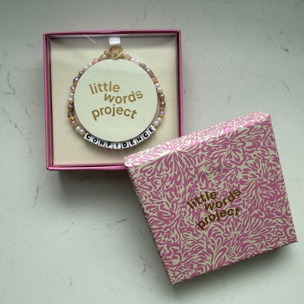 Little Words Project "Confidence" Bracelet NIB Pink Beaded Stretch Bracelet‎